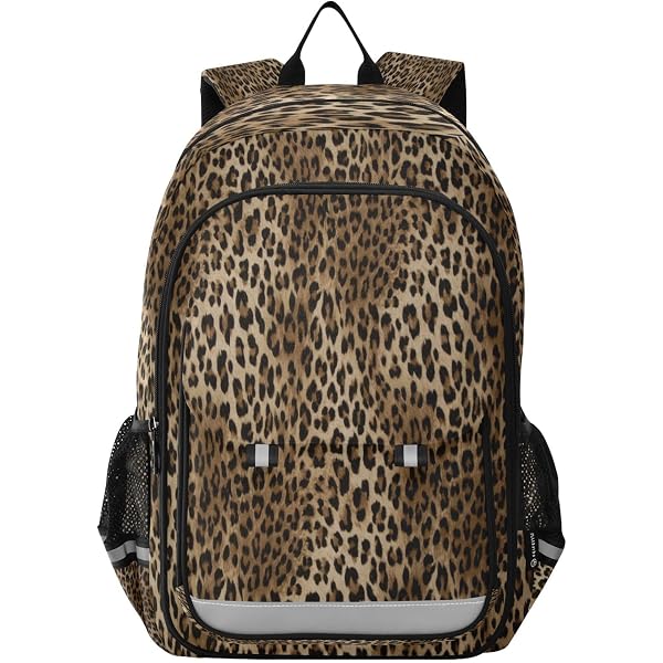 Mochila De Leopardo Para Laptop - Múltiples Bolsillos, Estilo Informal, Ideal Para Estudiantes Y Viajes