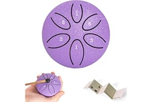BQKOZFIN Tongue Tambor de lengua de 3 pulgadas y 6 tonos, mini tambor de acero para meditación, yoga, sanación de sonido, con baquetas (morado)