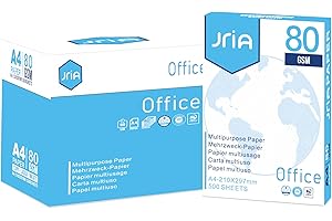 JRIA A4 White Printer Paper Home & Office A4 Multi-Purpose Copy Printer Paper 210x297mm, 80gsm, 1 Ream, 500 Sheets Multifunction Laser Inkjet A4 Printer Paper 80gsm A4 Copy Paper (1 Ream, 500 Sheets)