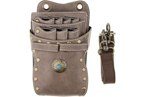 SUMSEA Friseurtasche Friseur Werkzeugtasche PU-Leder Scherentasche Scherenbeutel Friseur Kämme Clips Werkzeuge Friseur Taillenhalter Tasche (Grau)