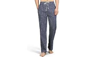HomyComy Bas de Pyjama Homme 100% Coton Pantalon de Pyjama à Carreaux Vêtements de Nuit avec Poches à Cordon