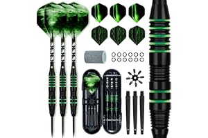 XAWU 3-pack stålspetsdartset professionella dartpilar 22 g med 9 dartflygningar, 3 aluminiumaxlar, 3 reservaxlar, 1 pilvässar