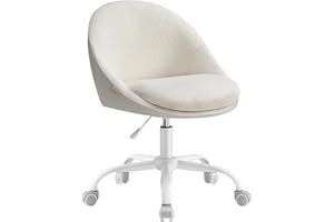 ‎SONGMICS SONGMICS Krzesło do domowego biura, Krzesło biurowe, Wyściółka z pianki, Regulacja wysokości, do gabinetu, Sypialnia, Cappuccino Beige-Cloud White OBG020W01