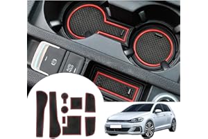 GAFAT Golf 7 7.5 GTI Variant R GTD GTE Non-Slip Rubber Mats - Centre Console Armrest, Cup Holder, Door Seam Mats (Red)