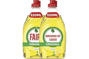 EPISHED Fairy Lemon Washing Up Liquid 2 Pack 320ml Powerful Grease Cutting Dishwashing Liquid Long Lasting Suds Tough on Grease Gentle on Hands Concentrated Formula Fresh Lemon Scent Kitchen Essential
