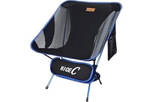 Nice C Ultralight Portable Folding Camping Backpacking Chair Compact & Heavy Duty Outdoor, Camping, BBQ, Beach, Travel, Picnic, Festival with 2 Storage Bags & Carry Bag