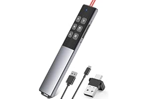 ‎COGUYTECH 2 in 1 USB C Presenter, USB C Maus Presenter Präsentations Clicker mit Hyperlink/Lautstärkeregler/Vollbild-/Schwarzbild, kabelloser 2.4 GHz Präsentationspointer für Windows/Linux/PowerPoint/Google