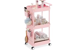 APEXCHASER Utility Cart with DIY Dual Pegboards,3-Tier Rolling Storage Cart Easy Assemble, Art Craft Trolley with Removable Baskets Hooks, Organizer Serving Cart for Office, Home, Kitchen, Kids' Room