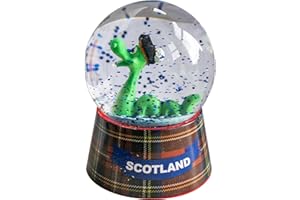 I LUV LTD Scottish Waterball Snow Globe with Nessie In Water On Large Tartan Base Design, Resin Figurine and Moulded Base