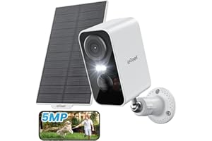ieGeek 5MP Cámara Vigilancia WiFi Exterior Solar, Camaras de Vigilancia Sin Cables, Batería Incorporada, Visión Nocturna en Color, Detección de Movimiento Humano PIR, Audio de 2 Vias, Compatible Alexa