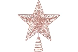 DTYDECLE Christbaumspitze Topper Stern, Glitzer 3D Metallic Weihnachtsbaum Baumspitze Roségold Topper Star Spitze für Weihnachten Baumschmuck Indoor Weihnachtsbaum Party Deko (Roségold)