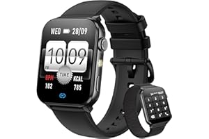 Blackview Smartwatch Herren Damen, Bluetooth-Anrufe/LED-Leuchten/2 Armbänder (Silikon/Nylon), Sportuhr mit Puls-Schlaf-Schritte-Kalorien-Kilometer-Monitor, 350mAh (6+ Tage), Fitnessuhr für Android iOS