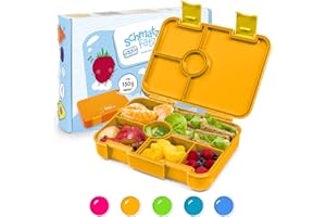 schmatzfatz Brotdose Kinder mit Fächern, BPA Frei Lunchbox Kinder, Bento Box Kinder, Brotbox für Mädchen & Jungen, Snackbox, Perfekt für Schule, Kindergarten & Ausflüge (Orange)