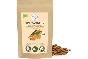 ‎MUNCHILYCIOUS Mandeln BIO 500g von Munchilycious, rohe Mandeln, ungeröstete und ungesalzene Mandeln, Nüsse Snacks, Keto, Perfekt für die Zubereitung von Mandelmilch und Mandelmehl