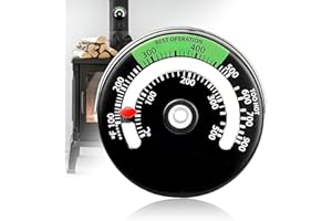 OMCGG Thermomètre Magnétique pour Poêle à Bois et Cheminée - Tuyau et Dessus de Poêle pour Bûches et Granulés (Vert)