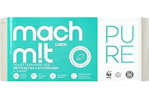‎MACH MIT WEPA machm!t PURE Toilettenpapier 3-lagig - aus recyceltem Karton - extrem weich & umweltschonend - Made in Germany - recycelbar – Umfang: 8 Rollen - 150 Blatt je Klorolle