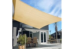 HENG FENG Toldo Vela de Sombra HDPE Rectangular 2x4m Protección Rayos UV Resistente Transpirable para Terraza Patio Exterior Jardín Color Arena