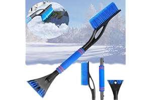zykssy 2in1 Schneebürste und Eiskratzer,Eiskratzer Auto,Eiskratzer Auto mit Besen,Abnehmbarer Schneebesen Auto,Werkzeug zur Schneeräumung mit Ergonomischem Schaumstoffgriff für Autos. (LAN)