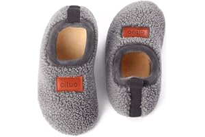 Dream Bridge Kids Sherpa Fleece Slippers with Anti-Slip Sole for Boys Girls