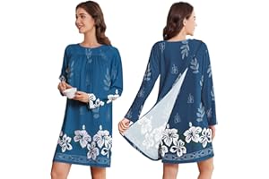 Deyeek Hospital Gowns for Women Open Back Dress Long Sleeve Post Surgery Tear Away Snaps Adaptive Nightgowns with Arm Snaps