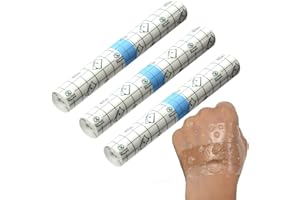 MEETTIKEY 3 Rotolo Benda Trasparente Impermeabile, Pellicola Per Tatuaggi Protezione, Pellicola Trasparente, Benda Protezione Tatuaggi, Nastro Adesivo Elastico Per Protezione Tatuaggi (1 M X 15 CM)