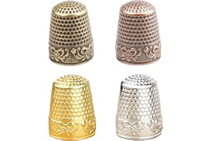 BLMHTWO 4 Pieces Sewing Thimble Set, Metal Sewing Thimble Finger Protector, Thimbles for Hand Sewing, Fingertip Thimble Sewing Quilting Craft Accessories DIY Sewing Tools