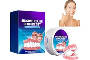 CROWNLITE 1 Pair Silicone Reline Denture Set, Soft Lightweight Nursing Braces, Denture Silicone Reline Kit Upper and Lower Denture Sets for Men and Women, Advanced Full Denture Set, Lightweight Nursing Braces