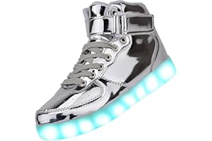 PADGENE Chaussures de Sport Montantes à LED Clignotantes Femme/Homme Rechargeables par USB