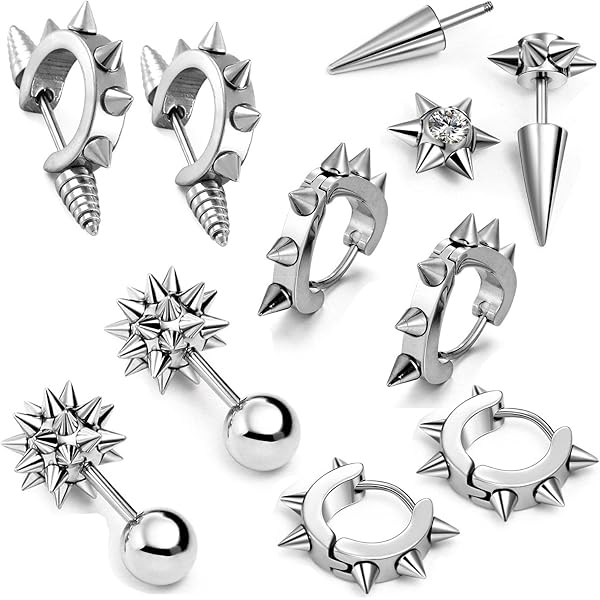 9mm Silver Stainless Steel Spike Rivet Bola Ball Screw Back Earrings - Unbranded, Stud Style, For Pierced Ears 4 thumbnail image