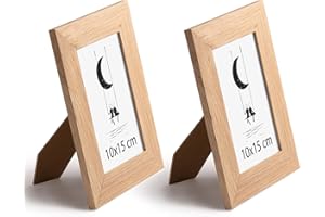 ByPlay Marcos de Fotos 10x15 (2 Unidades) - Marco de Fotos - Portafotos, Moldura Porta Retratos de madera MDF con cristal, 2 uds