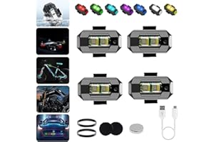 HIDRUO LED Anti-Collision Lights, High Brightness LED Strobe Light, 7 Colors USB Rechargeable Flashing Lights, for Cars Drones Aircraft Motorcycles Bikes Emergency Warning Signal Lights (4PCS)