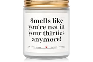 Gleevara 40th Birthday Gifts for Women Men Her Him, Funny 40 Birthday Gifts for People Turning 40 - Smells Like You're Not in Your Thrities Anymore - Handmade Lavender Scented Happy Birthday Candle