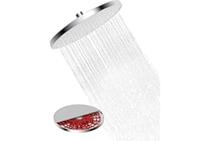 Hibbent Samoczyszczące głowice prysznicowe z deszczownicą, stała głowica prysznicowa z opadami deszczu, 25 cm, okrągła, wydajna, wysokociśnieniowa głowica prysznicowa z mechanizmem samoczyszczącym,