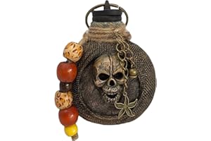 CORLIDEA Botella de Halloween pirata esqueleto, botella de ron pirata botella con cabeza de muerte, cabeza de esqueleto portátil grabada para Halloween, frasco de acero inoxidable para beber alcohol