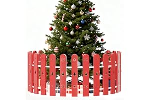 Harrms Weihnachtsbaum Zaun 35 Stück, Kinder- & Haustiersicherer Weihnachtsbaum Schutz, Stabiler Kunststoffzaun Miniatur Zaun für Weihnachtsbaum, Garten, Hochzeit, Party Dekoration, Rot