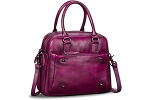 IVTG Genuine Leather Satchels Top Handle Bags for Women Handmade Vintage Crossbody Bag Purses Retro Handbags