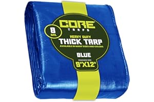 Core Tarps Lona de protección Lona Impermeable con Ojales, (2.75m X 3.65m, 155 g/m²) 8 Mil, Funda Protectora para Techo, Barco, Muebles, Jardín, Piscina, Coche,Azúl