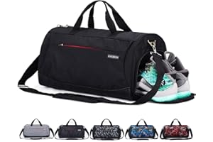 KASIBON Sports Gym Bag with Shoes Compartment and Wet Pocket, Travel Duffle Bag for Men and Women