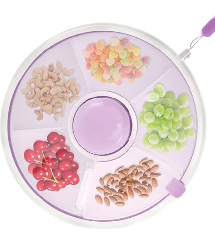 Kids Lunch Box with Small Snack Spinner Flip - Snack Container Box Bundle with Hand Strap, 2 in 1 Reusable Lunch Container in Style, 5 Small 1 Large Sandwich Compartments
