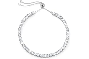 J.FÉE Ankle Bracelets For Women,Sterling Silver Anklets For Women 925, 5A Diamond CZ Silver Tennis Anklet,4MM Adjustable Ladies Anklet,Summer Bracelet,Summer Accessories,Gift for Women,6.5 to 10.6 Inches