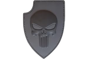 LEGEEON Skull Shield Morale Tactical PVC Patch (Blackout Subdued) (Blackout Subdued)
