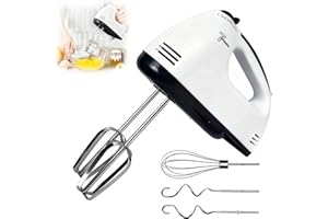 Pmueuff Batteur Electrique, Batteurs à Main avec 7 Vitesses, 1 Fouets, 2 Crochets 2 Mélangeurs en Acier Inoxydable Batteur Électrique Cuisine Multifonction pour Gâteaux Confitures et Crème