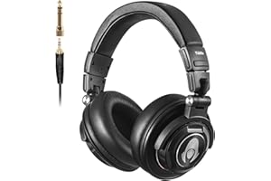 talomen Ti660X Professional Studio Monitoring Wired Headphones, Over-Ear Closed-Back Dynamic Headphone for Tracking, Mixing, DJing, and Mastering, Detachable Cables, Sound Isolation, Black