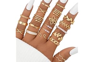 XUZOPIM 21 Pieces Knuckle Rings Set For Women Girls Snake Chain Stacking Ring Vintage Boho Midi Rings Size Mixed Finger Rings Women'S Set Finger Midi Ring Ringe Gold Set Suitable For Men And Women
