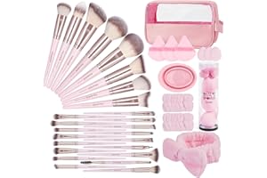 ‎MAANGE Pinselset Makeup MAANGE Make up Pinsel Set, 42-teilig, multifunktionales Kosmetikpinsel, Premium-Schminkpinsel für Foundation Lidschatten, Highlights, Konturen, Puder und Concealer (rosa, 42 Stück)