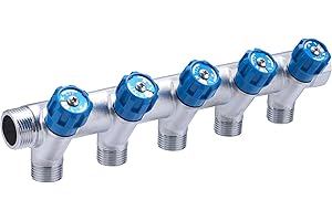Colector macho-hembra 3/4 con grifería azul y 5 salidas macho 1/2 | Latón | Conexión segura y duradera | Ideal para fontanería | Fácil instalación y ajuste preciso | QUICK PLOMBERIE