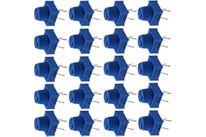 VISSQH 20 Piezas 1K 10K 50K 100K Ohm 3386P Potenciómetro de Corte placa pan Mini 3 pines con perilla (Azul)