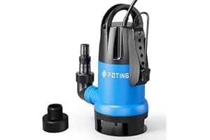 FOTING Schmutzwassertauchpumpe variabel einstellbarer Schwimmerschalter, 750 W, 19500 l/h, Clean/Dirty Water Pump, Förderhöhe max 8 m, Eintauchtiefe max 7 m, Thermoschutz,Tub, Pond