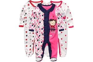 Kiddiezoom Lot de 3 grenouillères pour bébé garçon et fille.