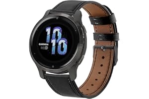 NEMUALL Pasek do zegarka Garmin Venu 2S/3S/Vivoactive 4S/Vivomove 3S, skórzany pasek do zegarka, prawdziwa skóra, zapasowy pasek do zegarka Garmin Forerunner 255S/265S, pasek 18 mm, skórzany pasek